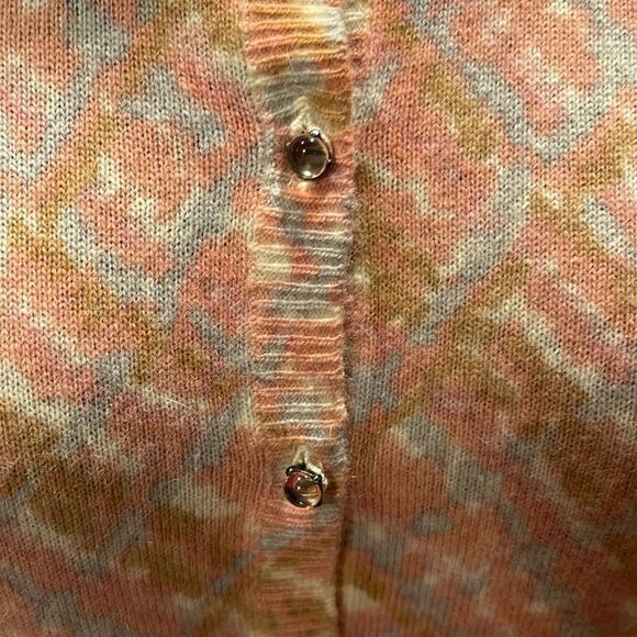 Talbots pastel print soft lambs wool, nylon, angora rabbit hair blend cardigan - Picture 2 of 5